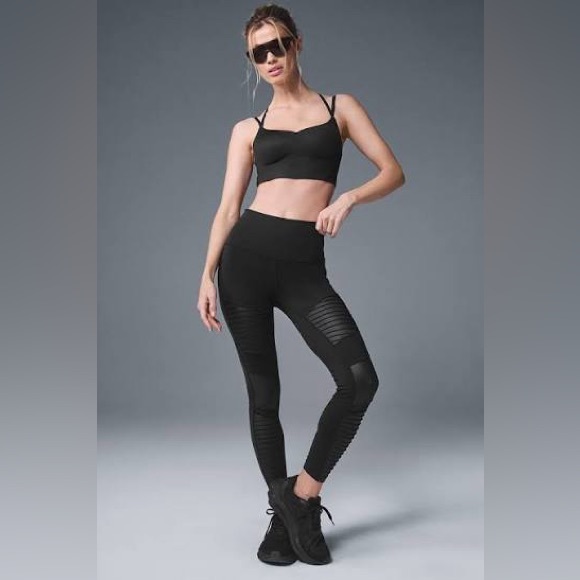 ALO Yoga Pants - Alo‎ Moto Leggings Black Size Small High-Waist Athleisure